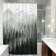 thumbnail image 5 of Green Misty Forest Shower Curtain Set Ombre Sage Green White Waterproof Fabric Nature Tree Mountain Woodland Decorative Bathroom Bath Curtain Decor (72'''' × 72'''', Green), 5 of 6