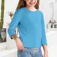 thumbnail image 5 of Ruyang Girls Lined Sweater Plain Crew Neck Soft Thin Pullover Tops Kids Fall Comfy Long Sleeve Sweater Clothes Lightweight, 5 of 9