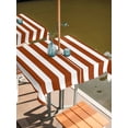 thumbnail image 2 of Outdoor Tablecloth with Umbrella Hole and Zipper, Burnt Orange Stripe Waterproof Patio Tablecloth for Dining 60''x60'', Farmhouse Striped Abstract Art Wipeable Table Cover for Picnic BBQ Party Patio, 2 of 9