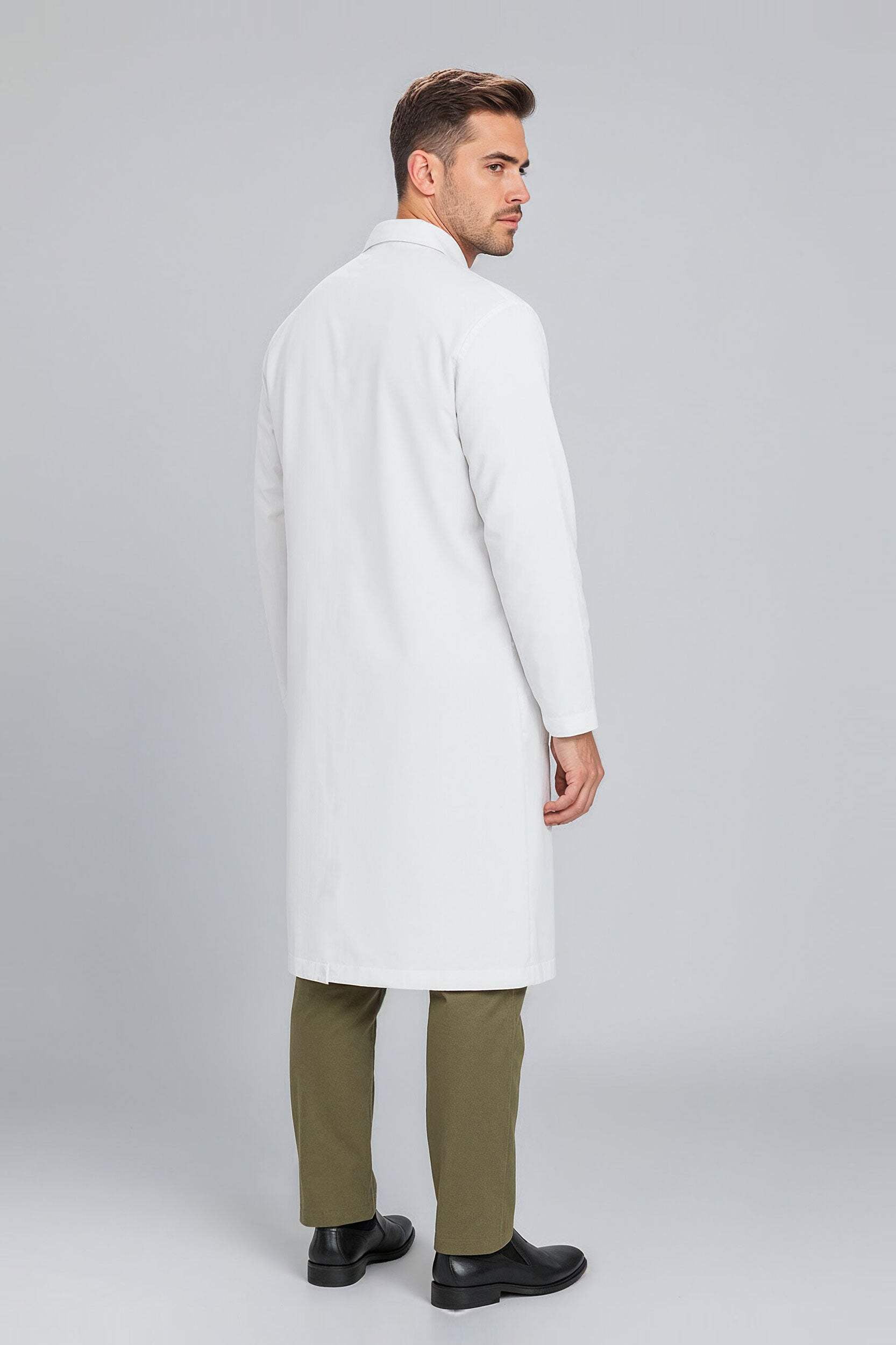 DR Instruments Snap Closure Knee Length Lab Coat, 100% Cotton