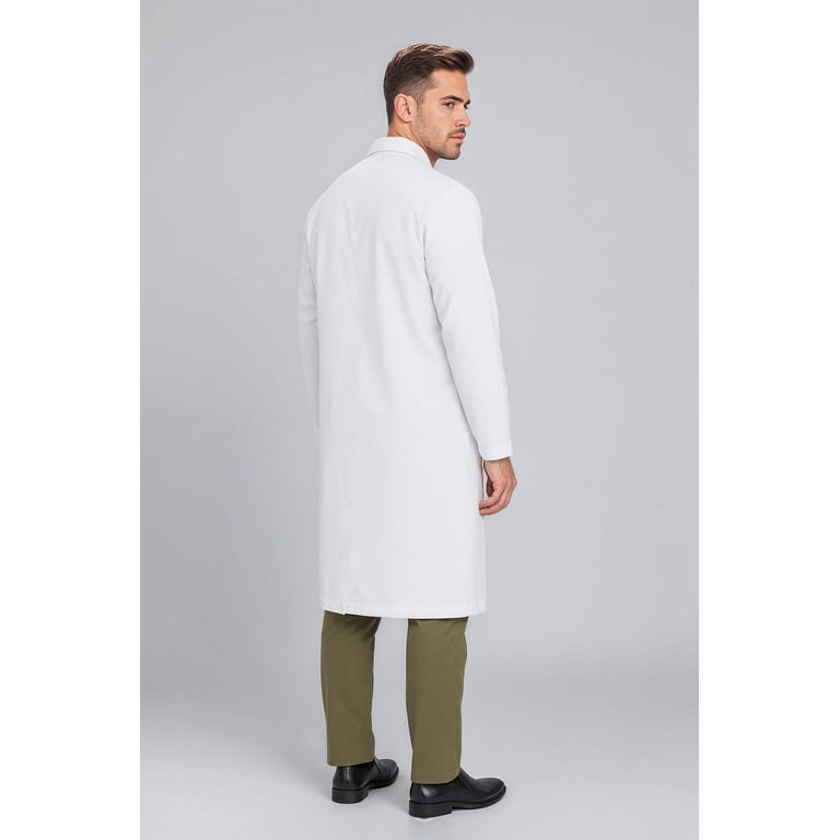 DR Instruments 100% Cotton White Lab Coat, Knee Length, Snap