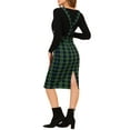 thumbnail image 3 of INSPIRE CHIC Women's Halloween Costume Plaid Shiny High Waist Pencil Midi Suspender Skirt Green M, 3 of 6