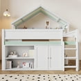 thumbnail image 4 of Harper & Bright Designs Full Size Loft Bed with Storage Cabinet & Shelves, Full Wood Playhouse Loft Bed Frame with Canopy Roof, White, 4 of 12