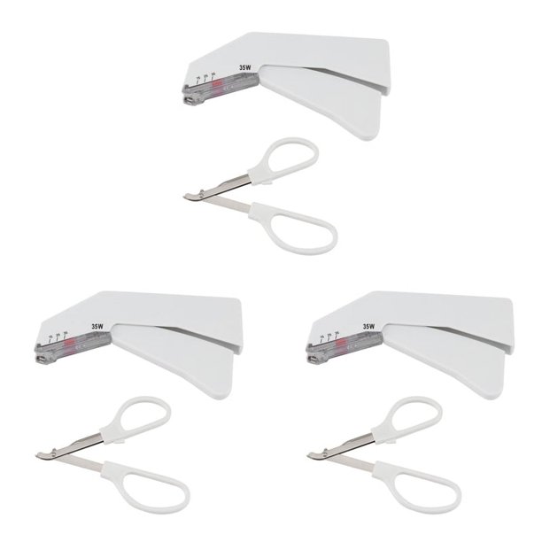 3X Grapadora de Piel Desechable de Acero Inoxidable de 35W con un Extractor de Uñas