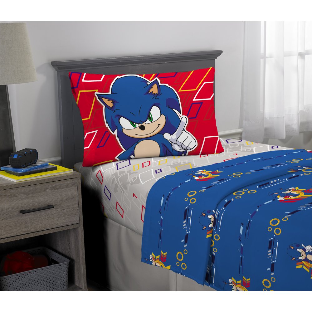 Sonic the Hedgehog Sheet Set, Kids Bedding, 3Piece Twin Size Walmart