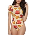 thumbnail image 1 of Balery Cups of Tea Body de cuello redondo de manga corta para mujer Tops de manga corta Tops básicos-XX-Large, 1 of 7