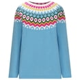 thumbnail image 4 of Frostluinai Chandails en Tricot à Blocs de Couleur pour Femmes Manches Longues Motif Fair Isle Chandail Col Rond Chandails Vintage Automne Chandails Raglan, 4 of 6