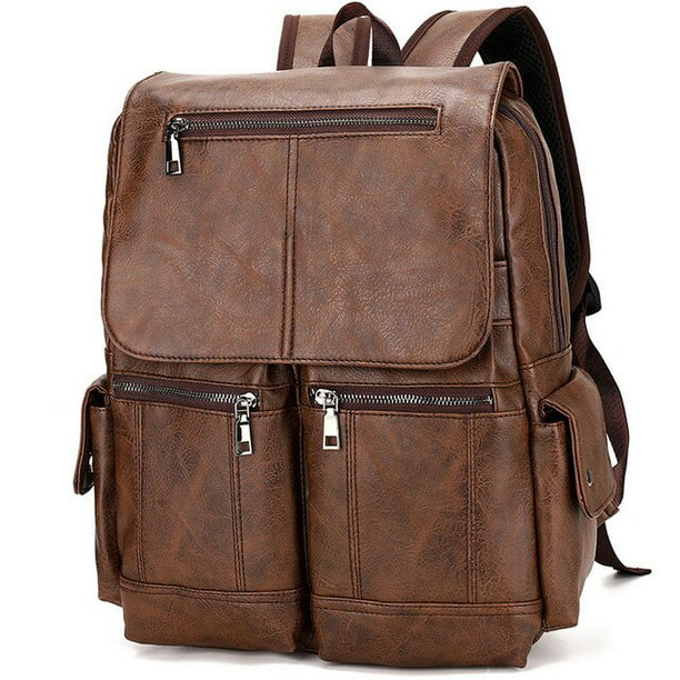 High Quality Vintage Men's Leather Backpack Fashion School Backpack ...
