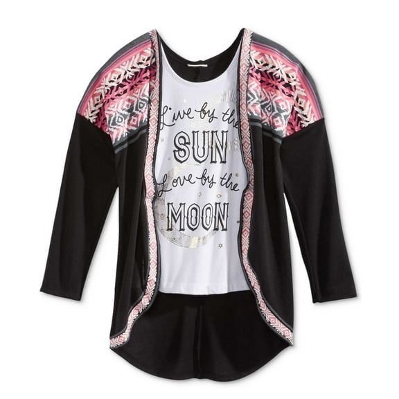 Belle Du Jour 2-Pc. Geo-Print Cozy Tank To Black, SIZE LARGE