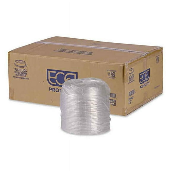 9 in. x 1.5 in. 100 Percent Recycled Content Round Plastic Plate Lids - Clear (300/Carton)