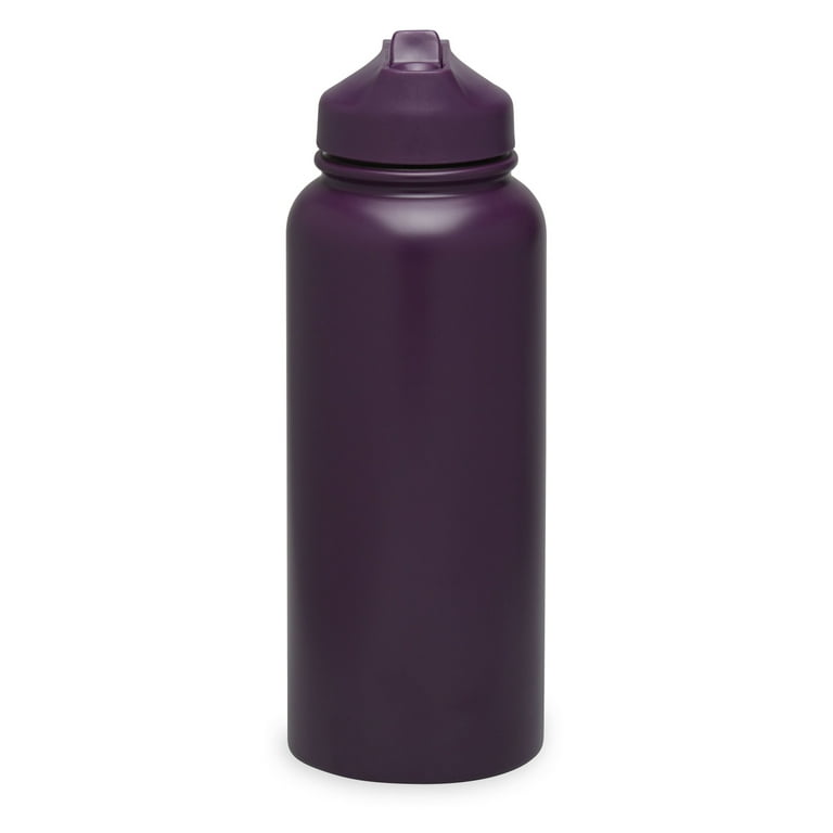 Gaiam 32oz Stainless Steel Water Bottle, Purple, White