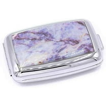 Marble Print Rectangular Curved Edges Pocket Purse Portable Travel Pill Box