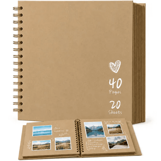 8x8 inch DIY Scrapbook Album Hardcover Kraft Paper Scrap Book Photo Albums 20 Sheets Memory Book for Family, Wedding