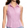 thumbnail image 2 of Noric Women's Sleeveless Striped Button Up Tank Tops Summer Casual Slim Fit Vintage Peplum Blouse, 2 of 6