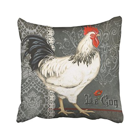 Winhome Elegant Vintage French Rooster Black Grey White Polyester