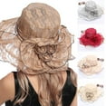 thumbnail image 1 of Visland Womens Organza Church Hats,Wide Brim Tea Party Hat, Kentucky Derby Fascinator Dress Cap, 1 of 3