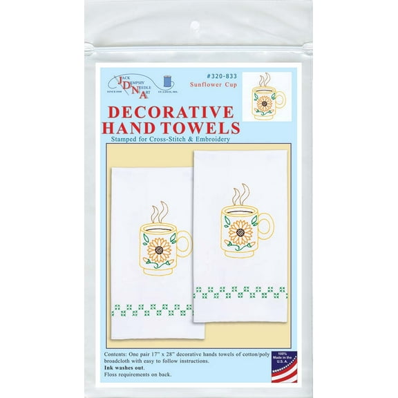Jack Dempsey Stamped Decorative Hand Towels 17"X28"-Sunflower Cup