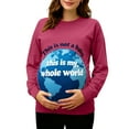 thumbnail image 2 of RKSTN Funny Maternity Sweatshirt for Women Plus Size Crewneck Pregnancy Graphic Print Sweatshirt Womens Casual Oversized Round Neck This is Not a Baby, This is My Whole World Print Sweatshirt, 2 of 7
