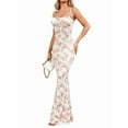 thumbnail image 3 of Women'S Summer Floral Bodycon Maxi Dress Spaghetti Strap Sleeveless Bohemian Maxi Dress White Pink Rose M, 3 of 8