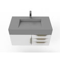 thumbnail image 3 of Castello USA Nile 36" White Wood Floating Vanity with Gray Top and Gold Trim, 3 of 8