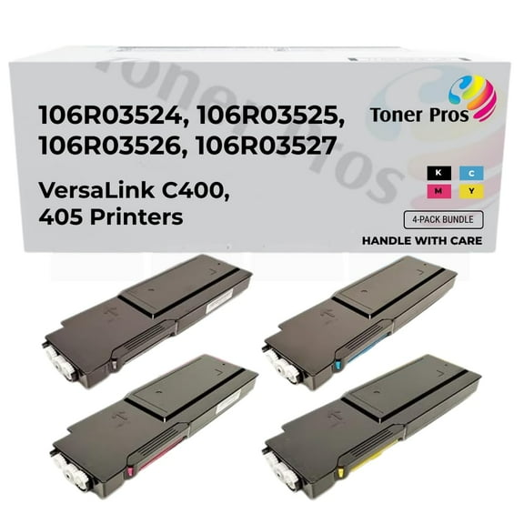 Toner Pros Replacement Toner Cartridge for Xerox 106R03524, 106R03525, 106R03526, 106R03527 – Extra High Yield 4-Color Pack for VersaLink C400, C405 Printers – Black: 10,500 & Color: 8,000 Pages Each