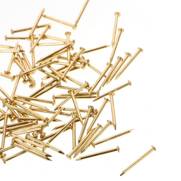 100 Pcs 1.2x1.5mm Chinese Archaize Round Head Gold Antique Pure Copper Bronze Wooden Nails for Furniture DIY Decorative Boxes (Golden)
