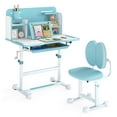 thumbnail image 1 of Costway Kid's Study Desk & Chair Set with Tilt Desktop, Pen Holder & Tray, Reading Stand Navy, 1 of 10