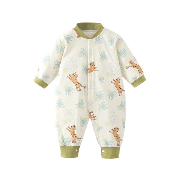 Hwmodou Girls Jumpsuits Unisex Cotton Blend Baby Clothes Baby Jumpsuit Romper Crawling Pajamas Fall Winter Casual Jumpsuit,1-2Y