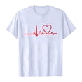 thumbnail image 4 of Womens Valentine'S Day Tee Graphic Heartbeat Print Crew Neck Short Sleeve Womens Work Clothing,White,2XL, 4 of 4