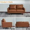 thumbnail image 4 of Hybition Faux Leather Loveseat Modern Sofa for Living Room/Office-Brown, 4 of 6