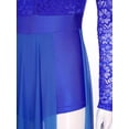 thumbnail image 5 of iiniim Women's Lyrical Dance One Shoulder Long Sleeve Lace Mesh Splice Figure Skating Dresses Royal Blue XL, 5 of 7
