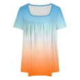 thumbnail image 3 of HAPIMO Women's Fashion Shirts Short Sleeve Tees Comfy Casual Loose Blouses Crewneck T-shirt Gradient Color Print Tops Pleat for Leggings Clothes for Girls Orange S, 3 of 4