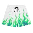 thumbnail image 4 of RYDCOT Mens Flame Graphic Basketball Sweatshorts Elastic Waist Drawstring Running Workout Shorts Summer Cool Casual Peachskin Plush Shorts Mint Green, 4 of 9