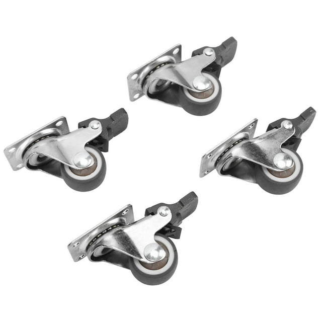 Small Furniture Casters, 360 Degree Rotating Locking Design 1in Diameter Steel Rubber Caster Wheels Set 4Pcs With 16 Screws For Home