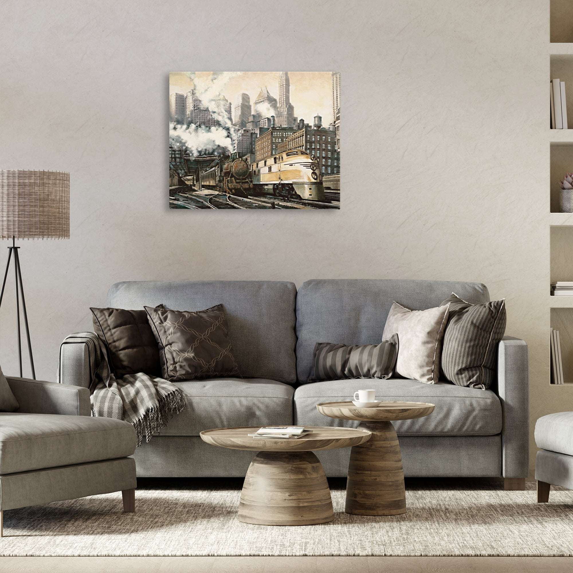 Stupell Industries Urban Steam Train Scenery Painting Gallery Wrapped Canvas Art Print Wall Art, 30 x 24