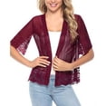thumbnail image 1 of Qiylii Women's Open Front Shrug, Short Lace Patchwork Sleeve Solid Color Tops, 1 of 2