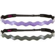Hipsy Women's Adjustable Non Slip Wave Glitter Fashion Headband 2pk (Black & Purple)