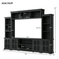 thumbnail image 2 of Harper & Bright Designs Entertainment Wall Unit with Bridge, Modern TV Console Table for 70'' TV with Cabinets and Open Shelves, Tempered Glass Door, Black, 2 of 15