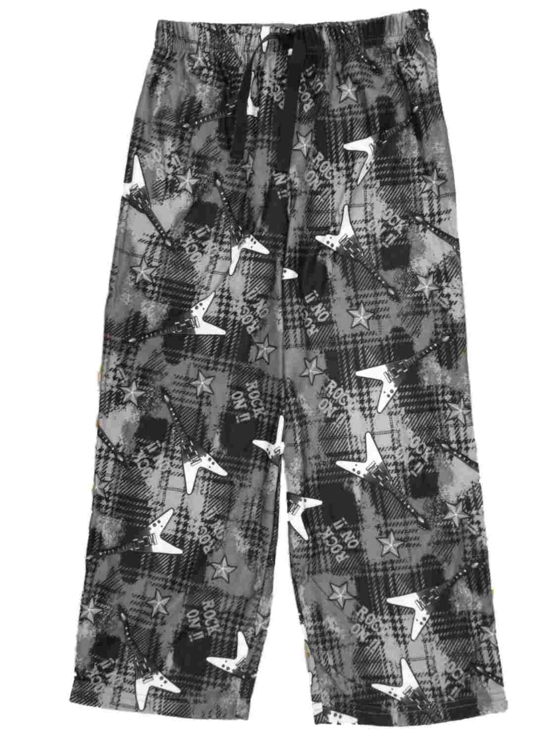 Jelli Fish Kids Boys Black Rock On Flannel Sleep Pants Pajama Bottoms ...