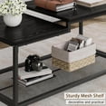 thumbnail image 2 of QinaQin Industrial Storage Coffee Table, 2-Tier Rustic Brown Center Table with Metal Frame, 2 of 7