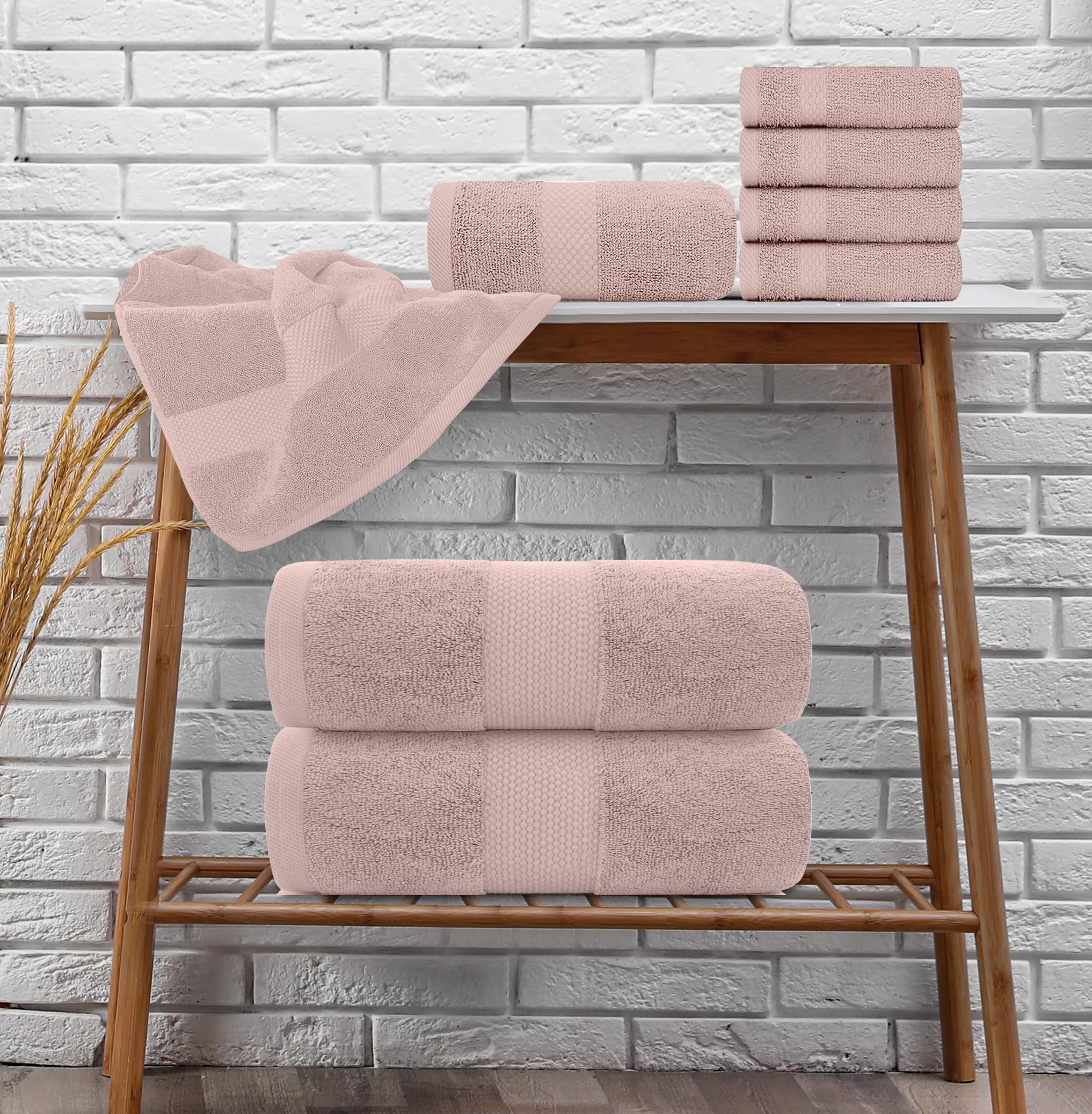 White Classic Luxury White Bath Towel Set - Hotel Soft Cotton 2/Bath 2/Hand  4/Wash - 8 Piece 
