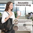 thumbnail image 4 of Paw Prints Ceramic 8 oz Travel Coffee Mug with Lid, Reusable China Cup & Silicone Lid, Portable Insulated Hot & Cold Drink Container, Dishwasher Microwave Safe Tea Cocoa Double Shot Tumbler, 4 of 4
