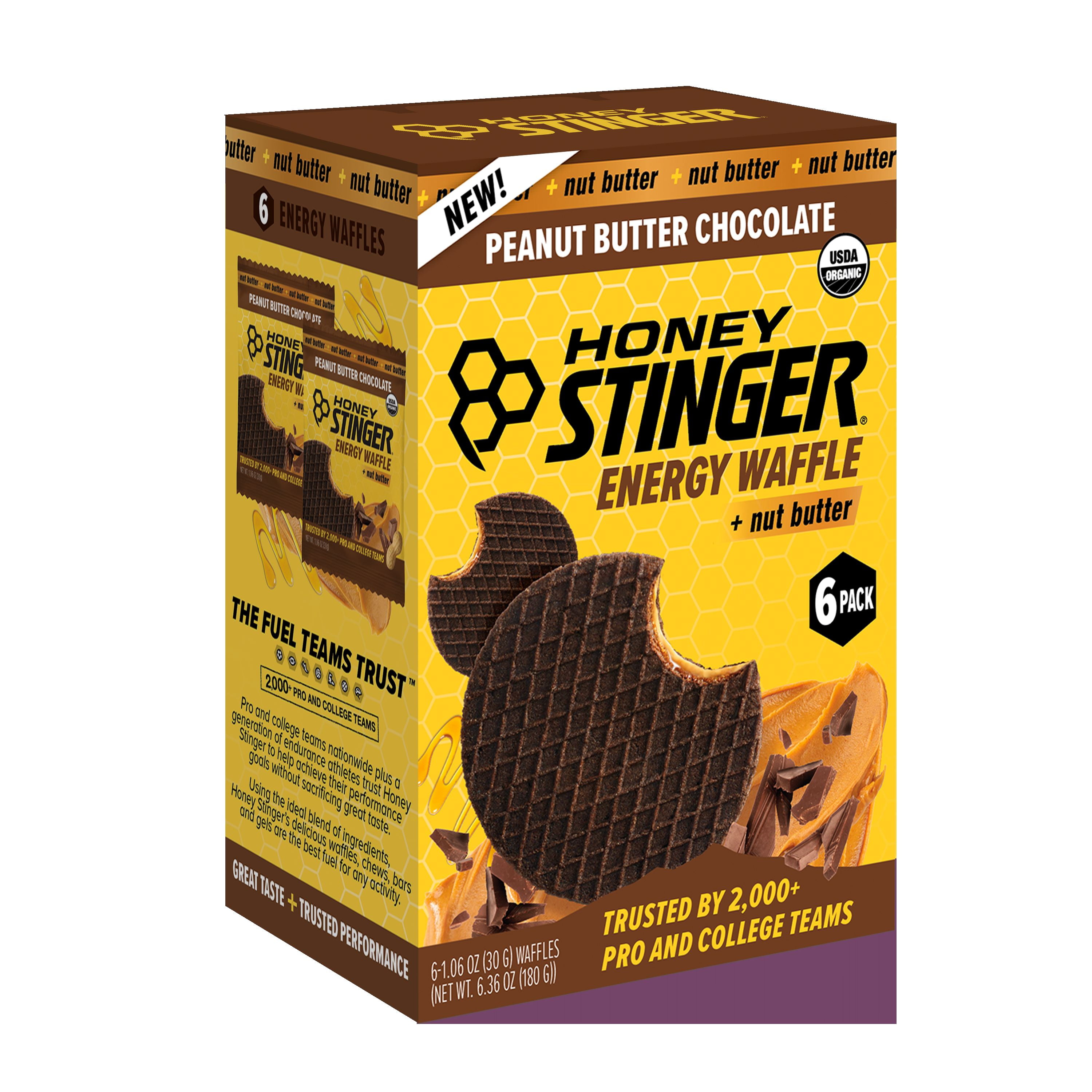 Honey Stinger Organic Energy Waffle Snack, Peanut Butter Chocolate, 1.06 oz, 6 Count