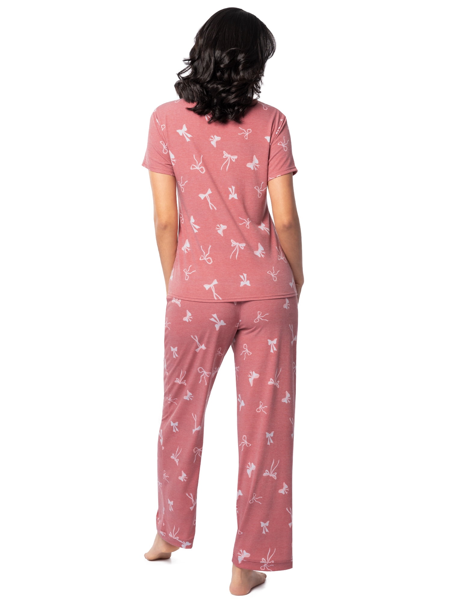 Fruit of the Loom Women's Soft & Breathable V-Neck Short Sleeve Top & Pajama Pant Set, Sizes S-4X