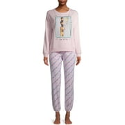 Women's and Women's Plus Warner Bros. FRIENDS 2pc set LS Top & Jogger - Pink - 3X