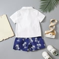 thumbnail image 3 of Vedolay Short Sets For Boy Casual Summer Boy's 2 Piece Outfits Tropical Print Button Front Short Sleeve Shirt and Shorts,Blue 18-24 Months, 3 of 5