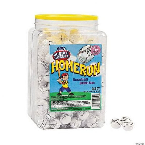 Dubble Bubble Homerun Gumballs, Baseball, Party Favors, 240 Individually Wrapped