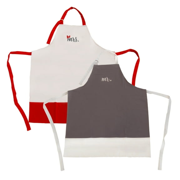Disney Cotton Apron, 2pk - Durable yet Light Weight Kitchen Apron to Wear While Baking, Cooking, Grilling and More - Cute Cooking Apron to Protect Your Clothing from Stains - Mr. & Mrs.