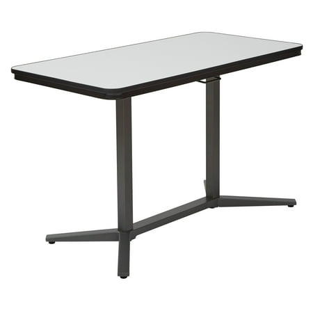 Office Star Products Pneumatic Height Adjustable Table with White Dry-Erase Table Top and Titanium Base