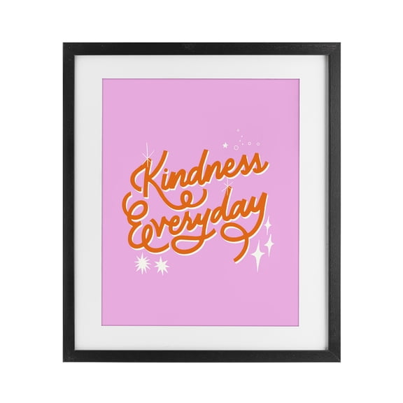 Stupell Industries Cursive Kindness Everyday Black Framed Print Under Glass, design by Indira Prieto | IndySign